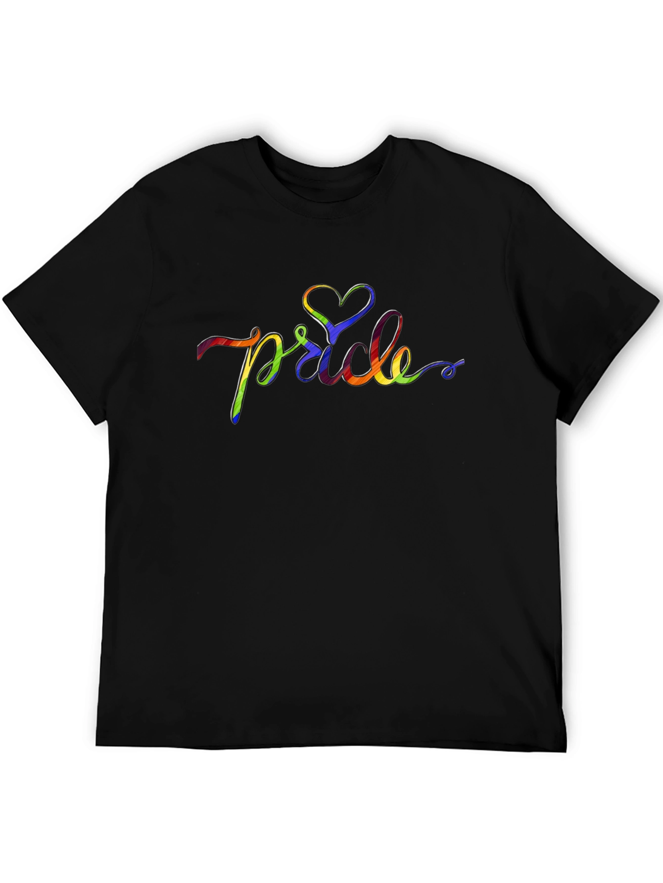 Pride Rainbow Heart T-Shirt - Black