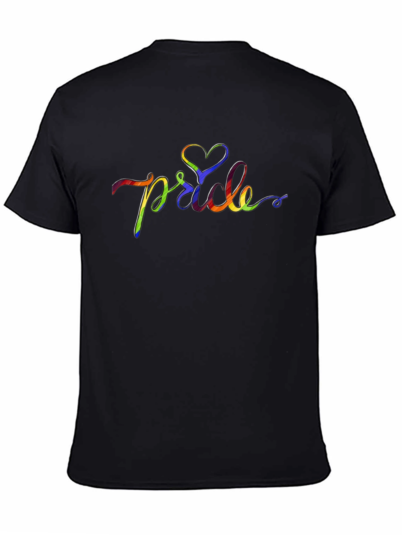 Pride Rainbow Heart T-Shirt - Black