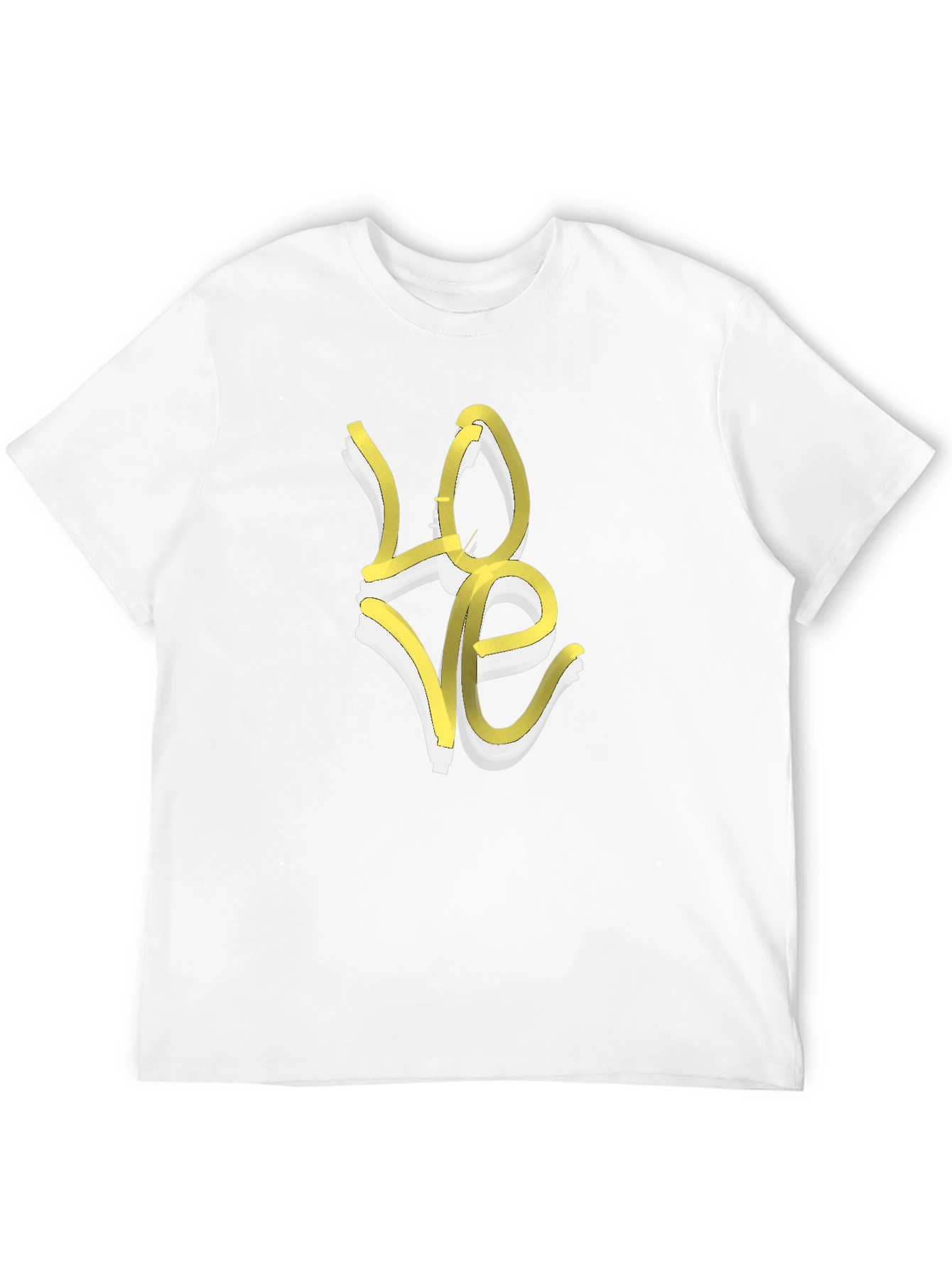 Love T-Shirt - Artistic Yellow & White Graphic