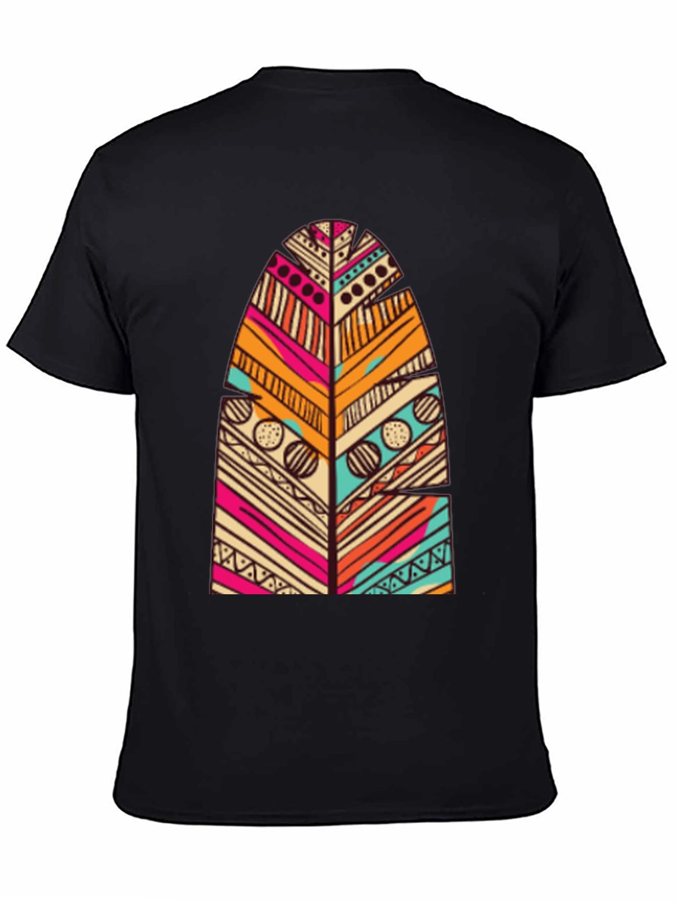 Tribal Feather Print Black T-Shirt