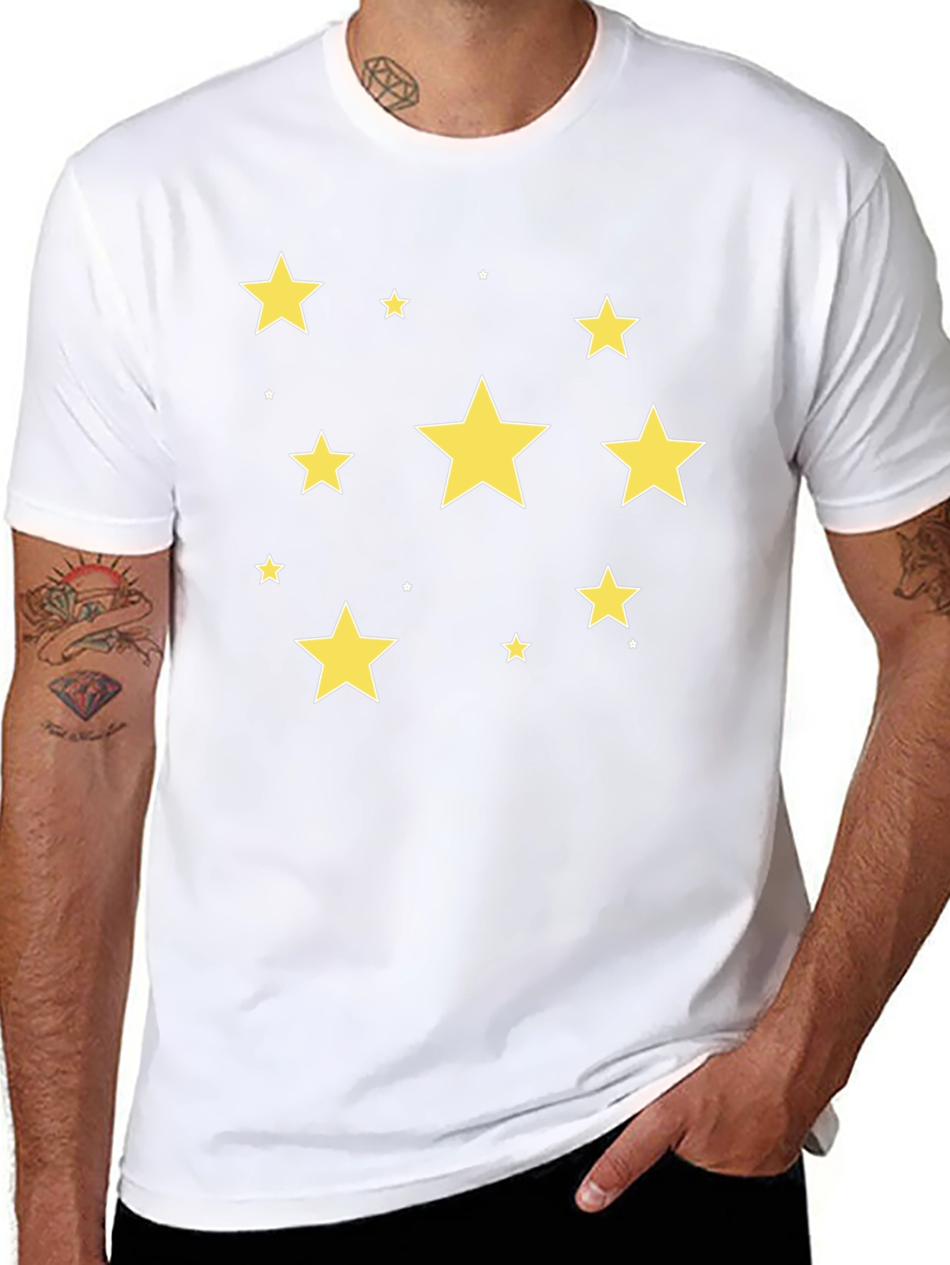 Starry Night T-Shirt - Black Cotton Crew Neck