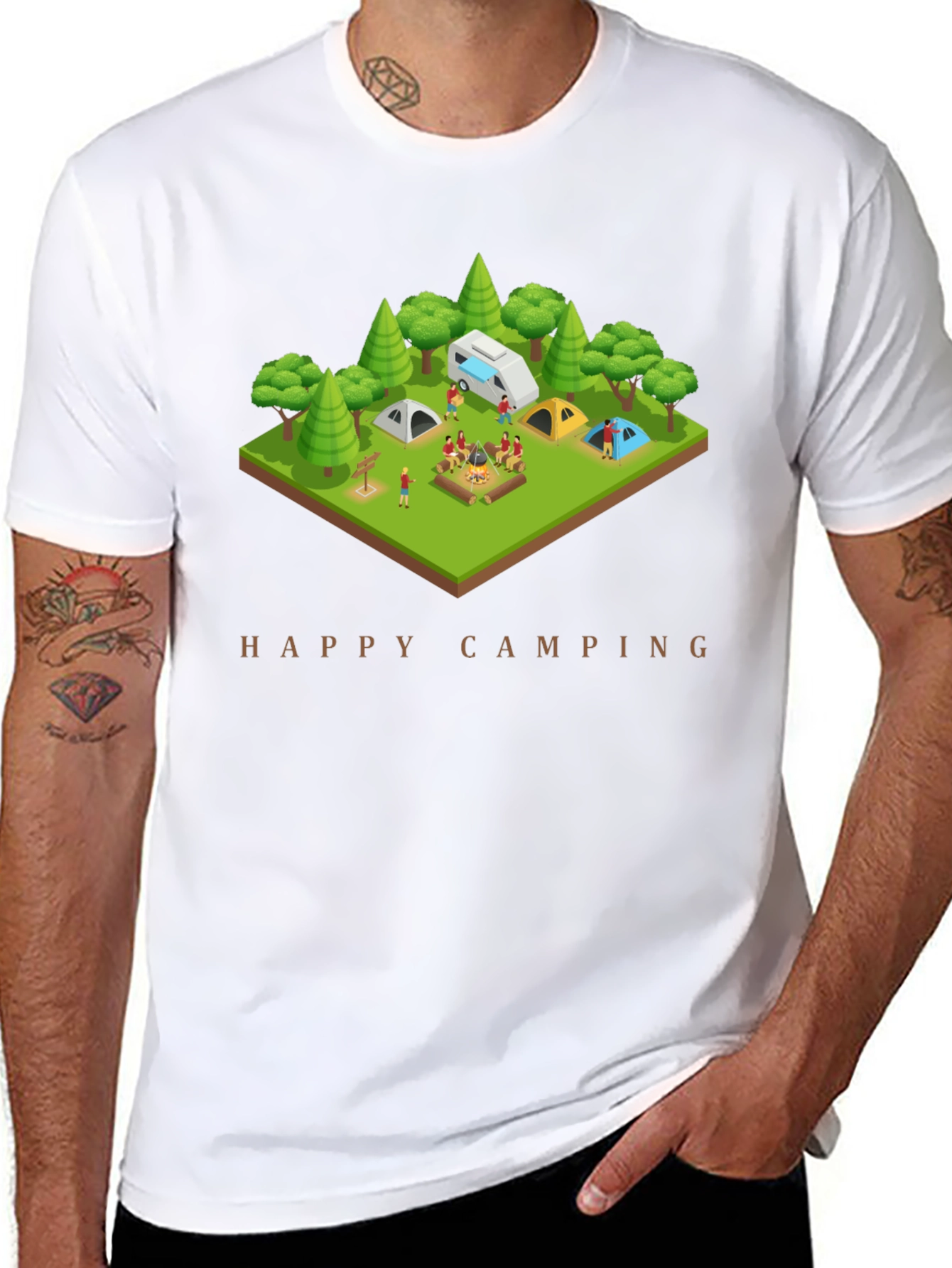 Happy Camping Black T-Shirt