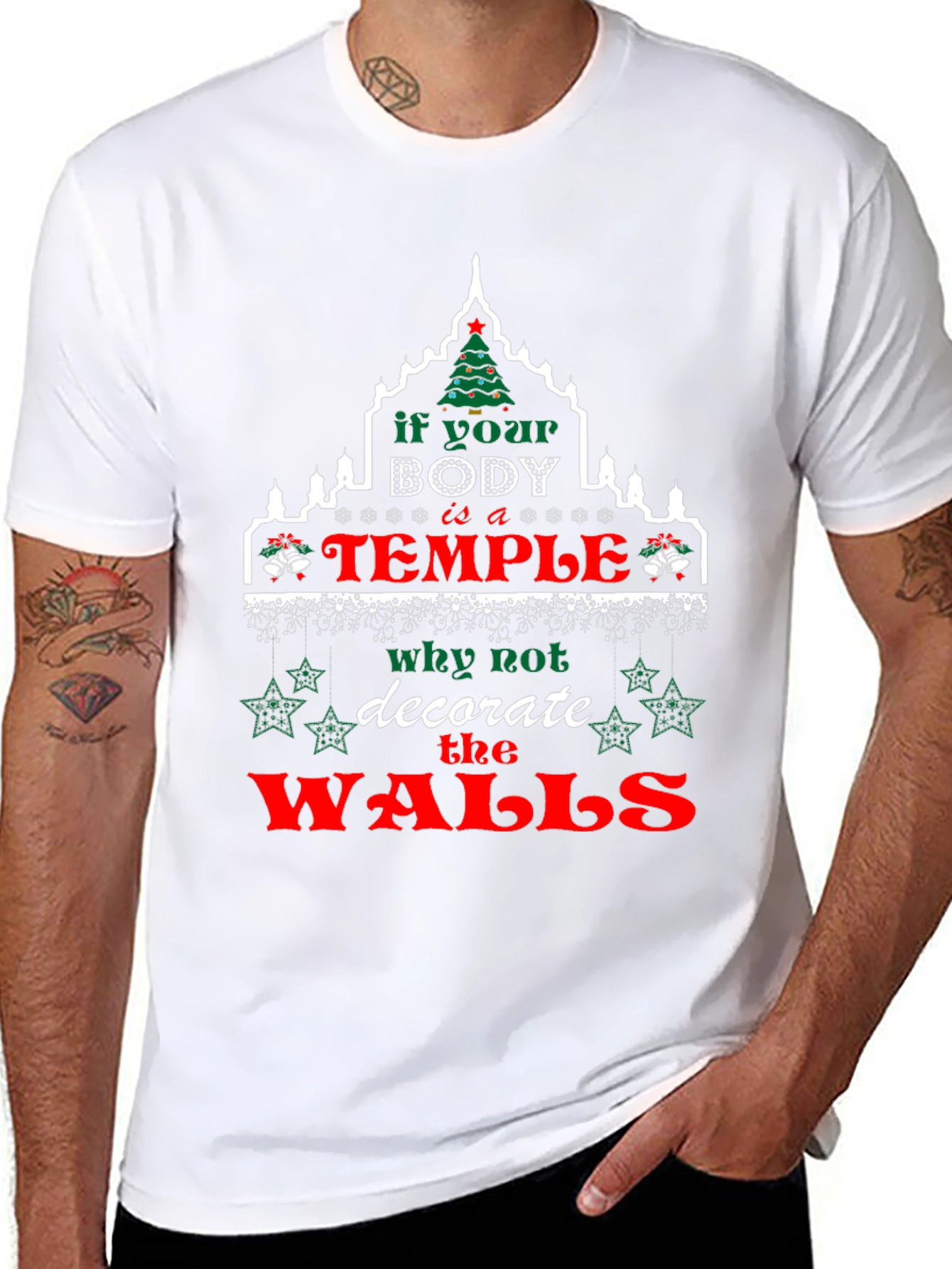 Funny Christmas Body Temple Graphic Tee