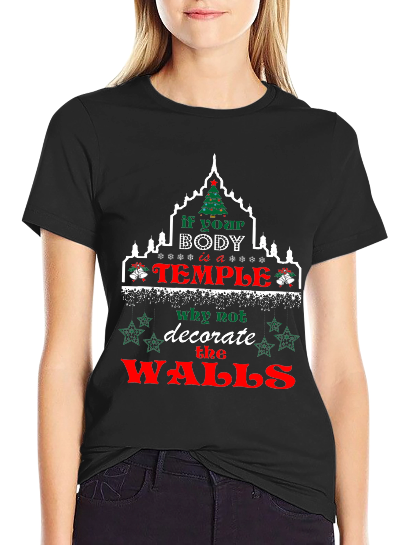 Funny Christmas Body Temple Graphic Tee