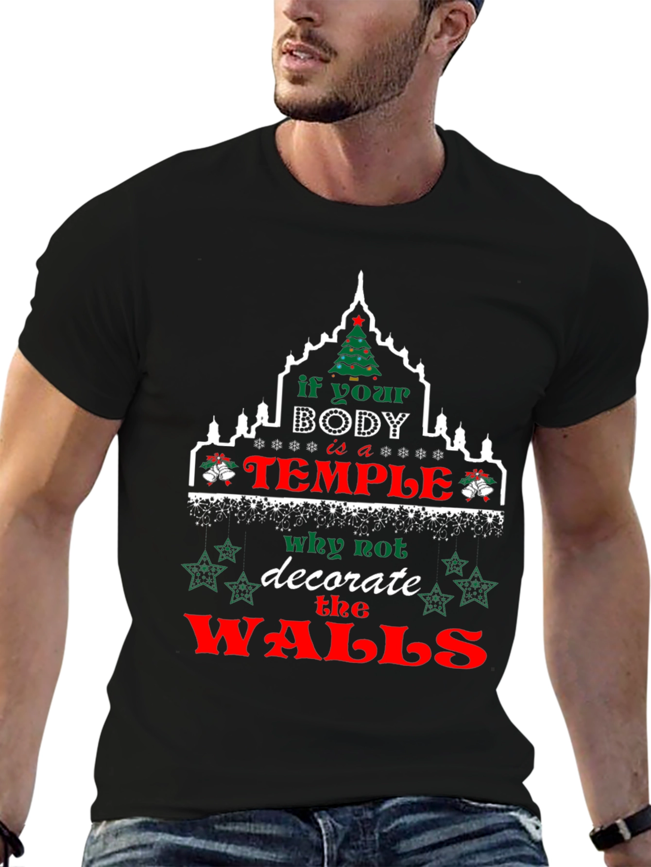 Funny Christmas Body Temple Graphic Tee