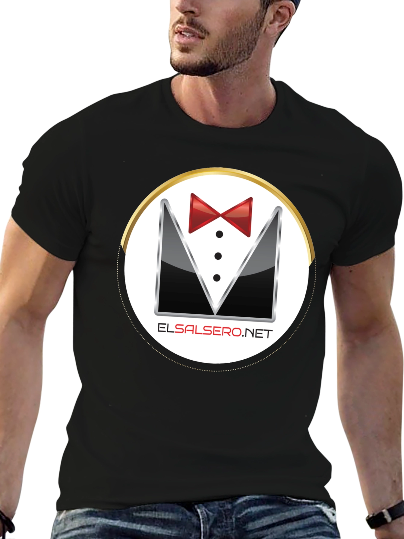 Elegant El Salsero Black Tuxedo T-Shirt