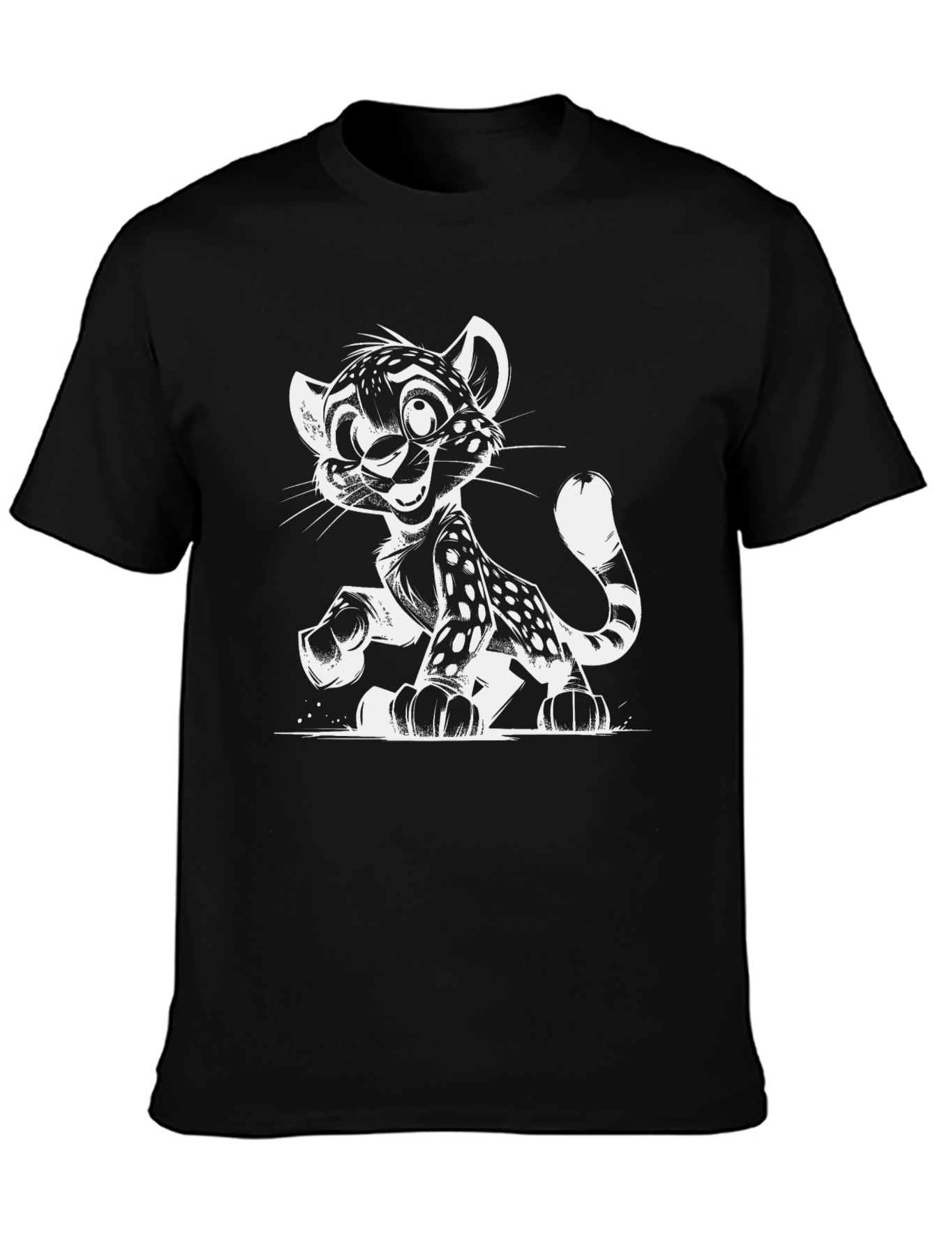 Cartoon Cheetah Graphic T-Shirt