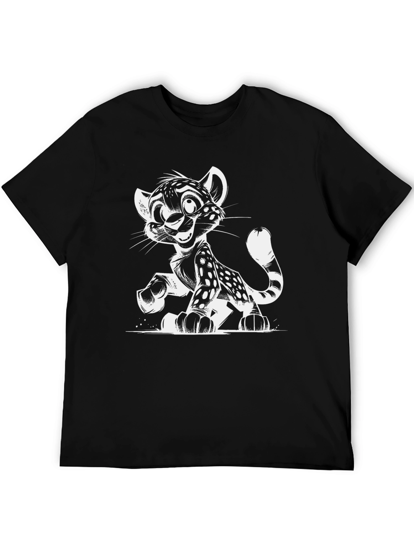 Cartoon Cheetah Graphic T-Shirt
