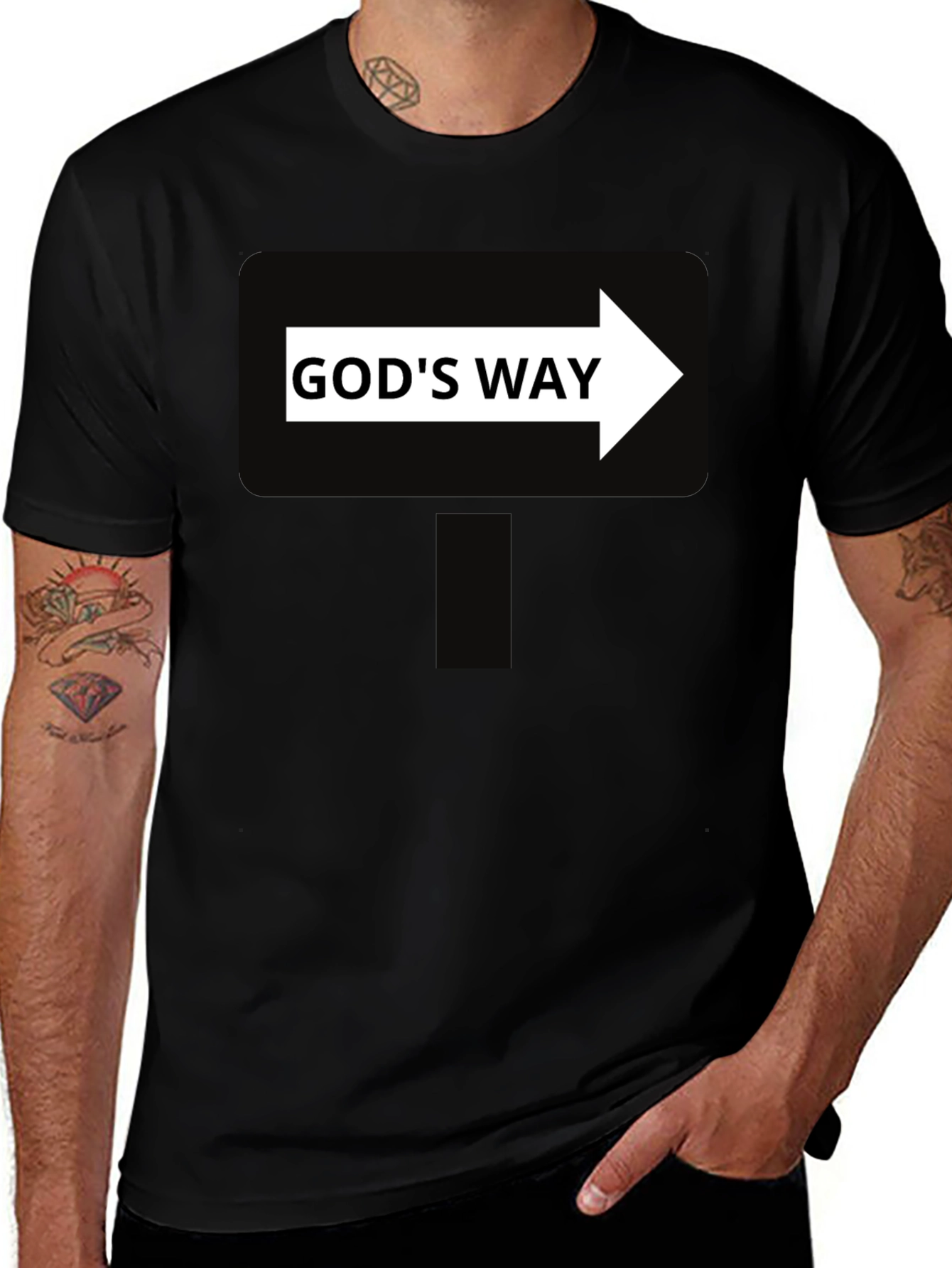 Gods Way Sign Black T-Shirt