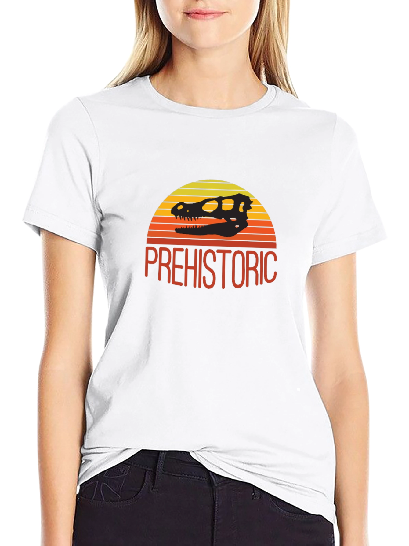 Prehistoric Dinosaur Skull Sunset T-Shirt