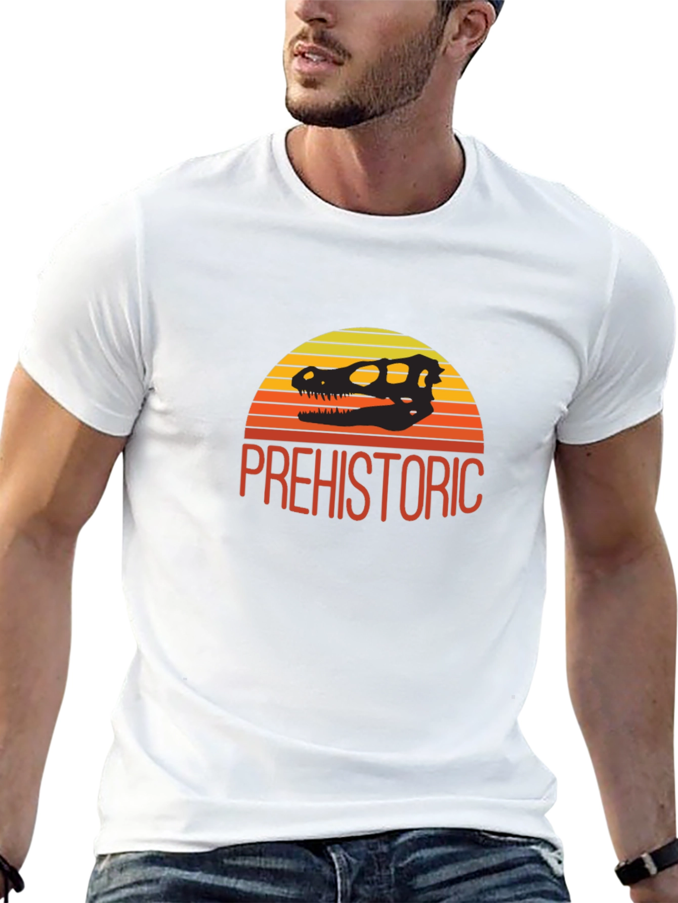 Prehistoric Dinosaur Skull Sunset T-Shirt