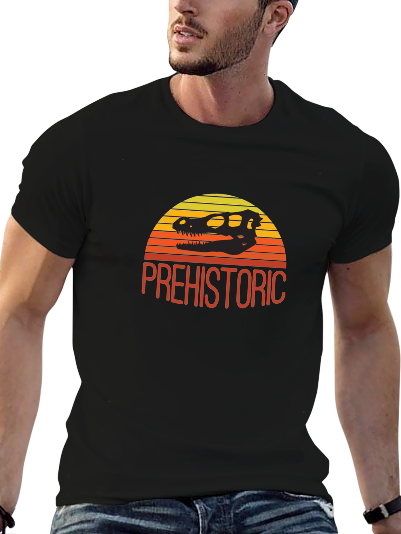 Prehistoric Dinosaur Skull Sunset T-Shirt