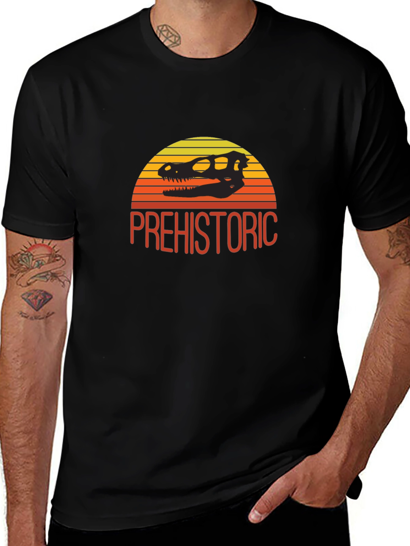 Prehistoric Dinosaur Skull Sunset T-Shirt