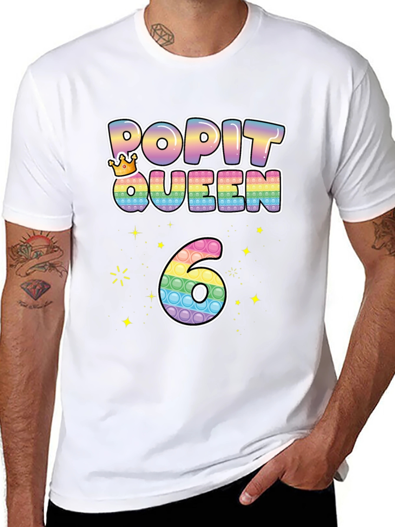 Pop It Queen 6th Birthday T-Shirt