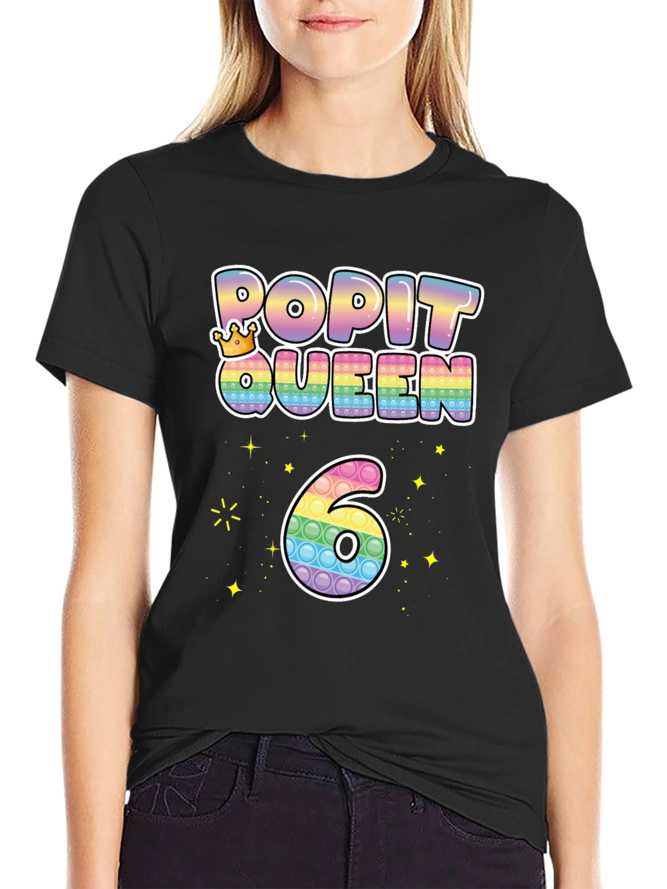 Pop It Queen 6th Birthday T-Shirt