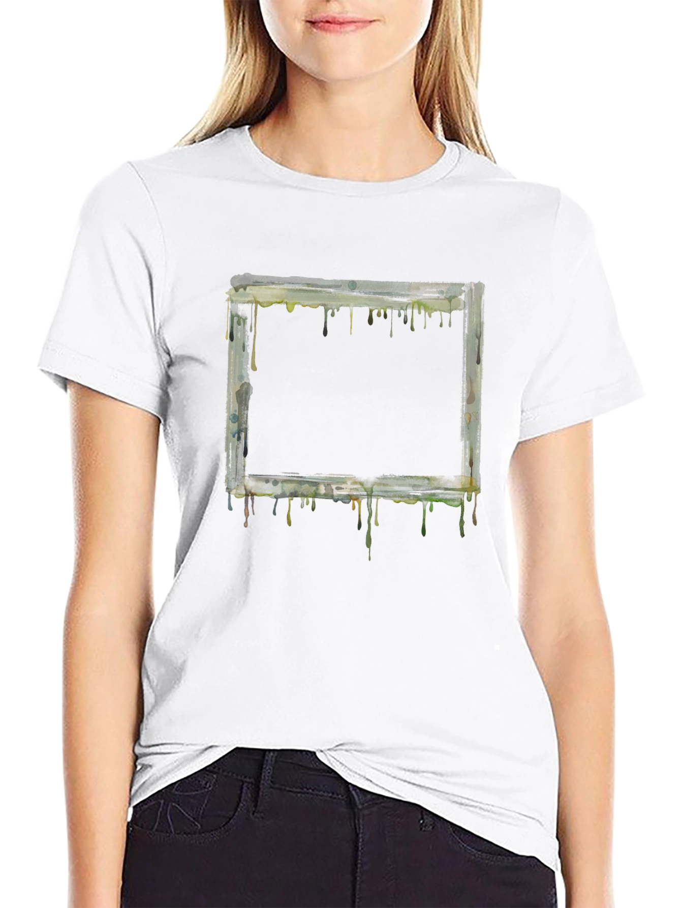 Dripping Frame Graphic Tee - Modern Art Shirt