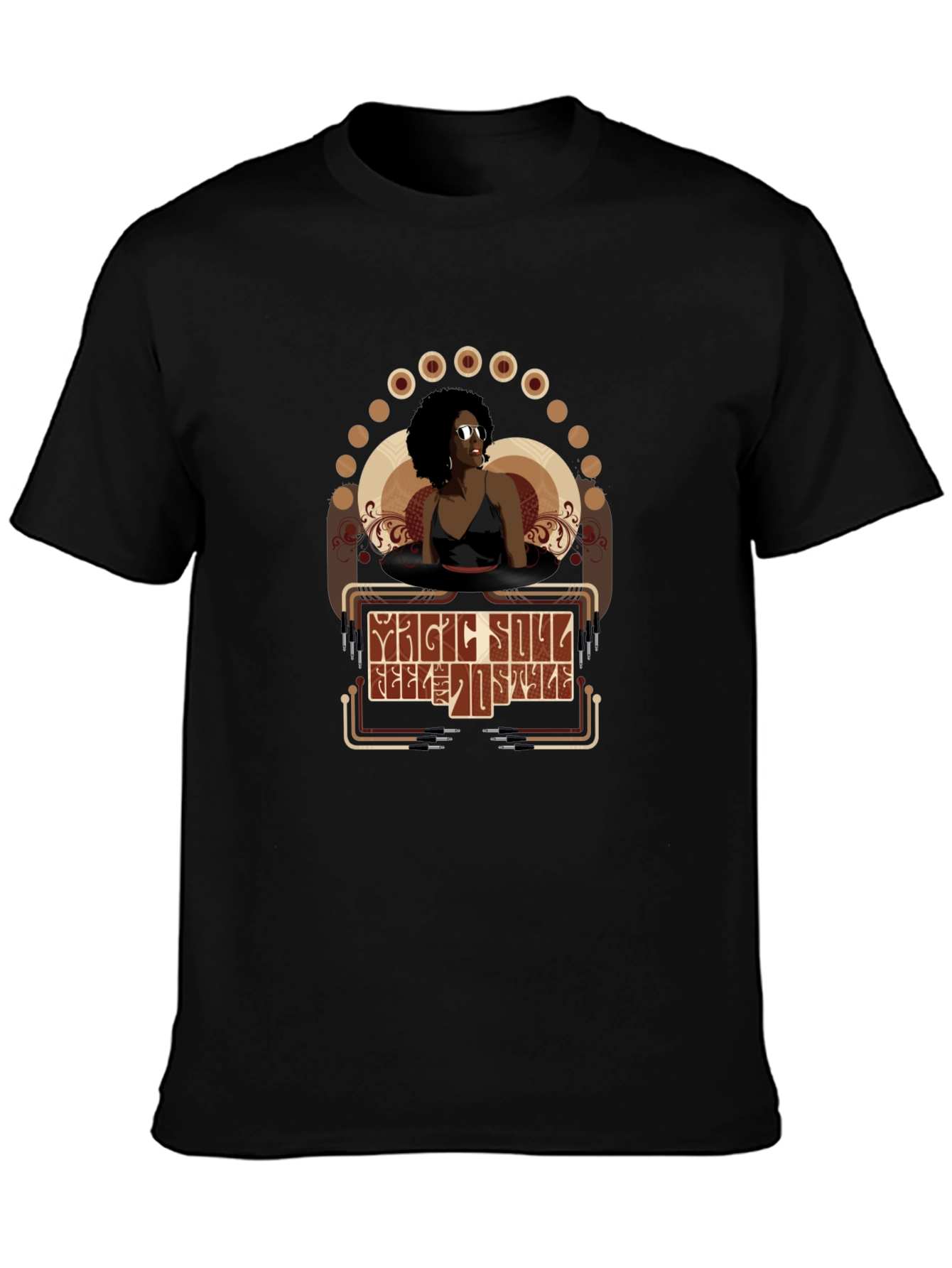 Magic Soul Female Portrait Black T-Shirt