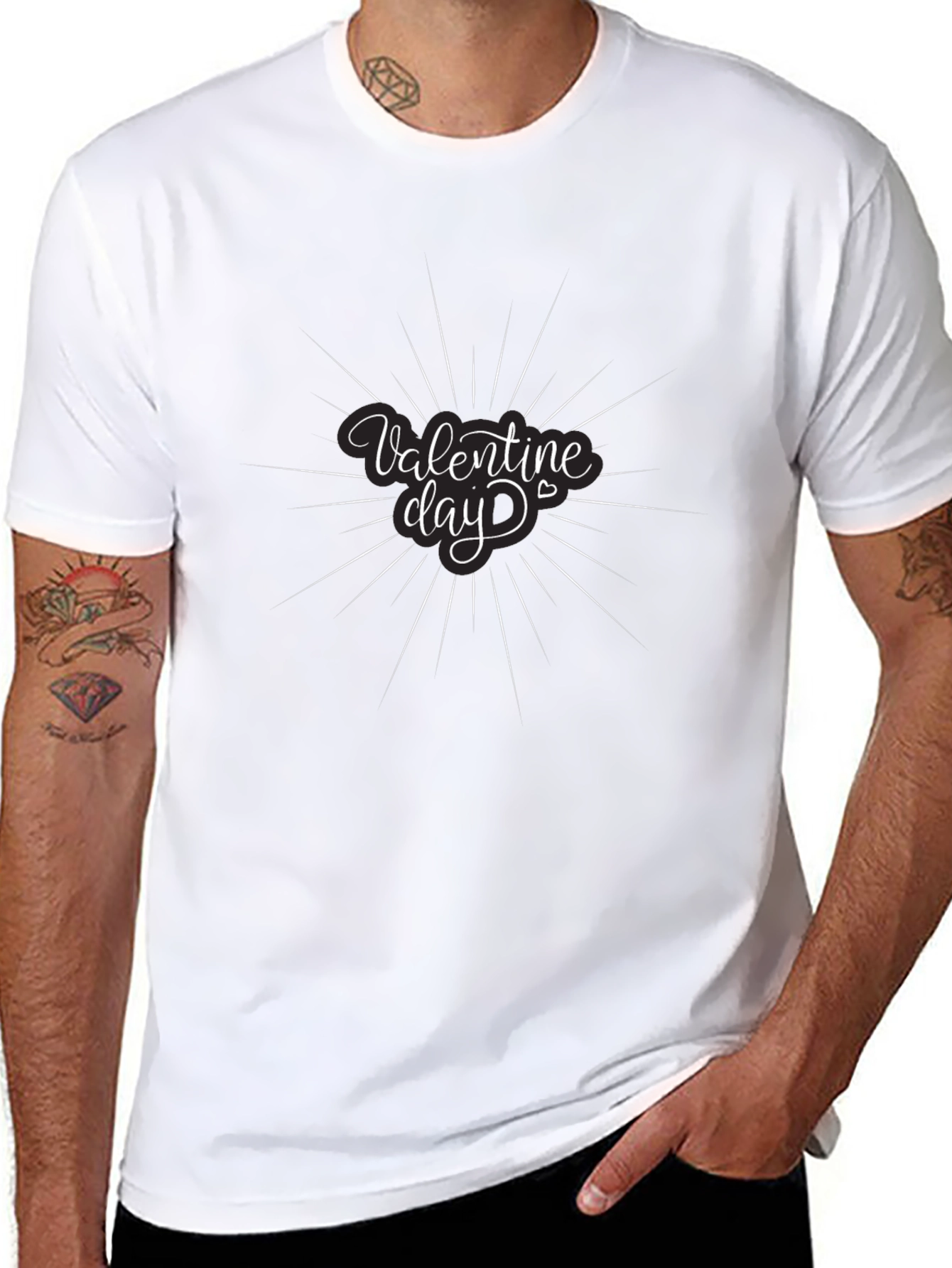 Valentine Day Graphic Print Black T-Shirt