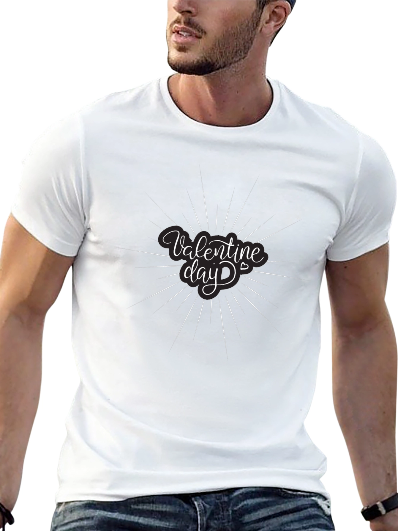 Valentine Day Graphic Print Black T-Shirt