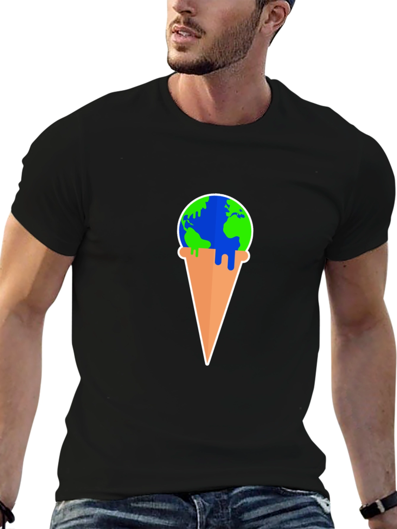 Earth Ice Cream Cone Graphic T-Shirt