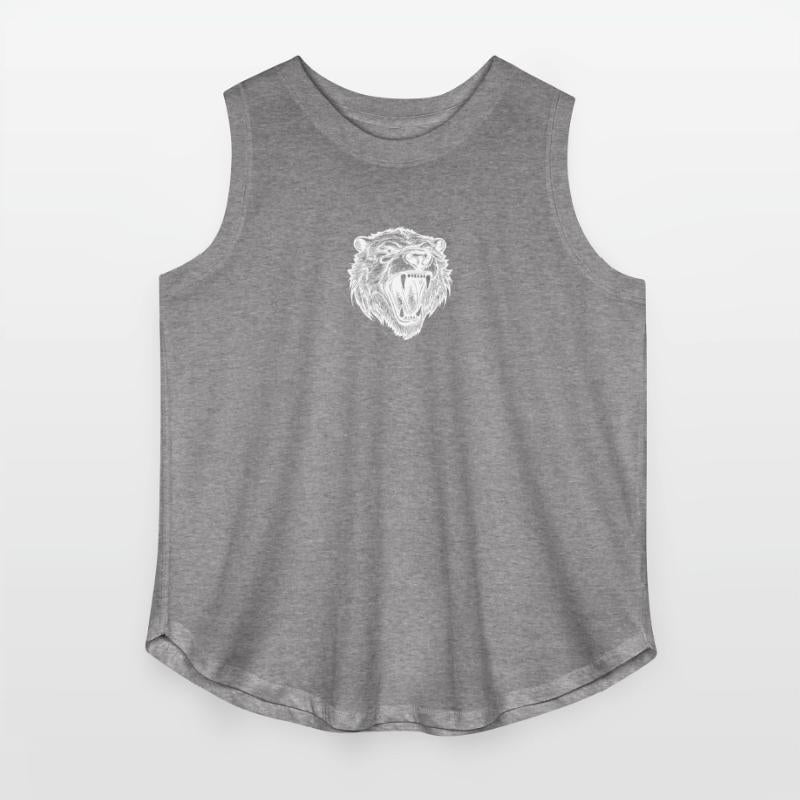 Tattoo Style Bear Head With Sharp Teeth