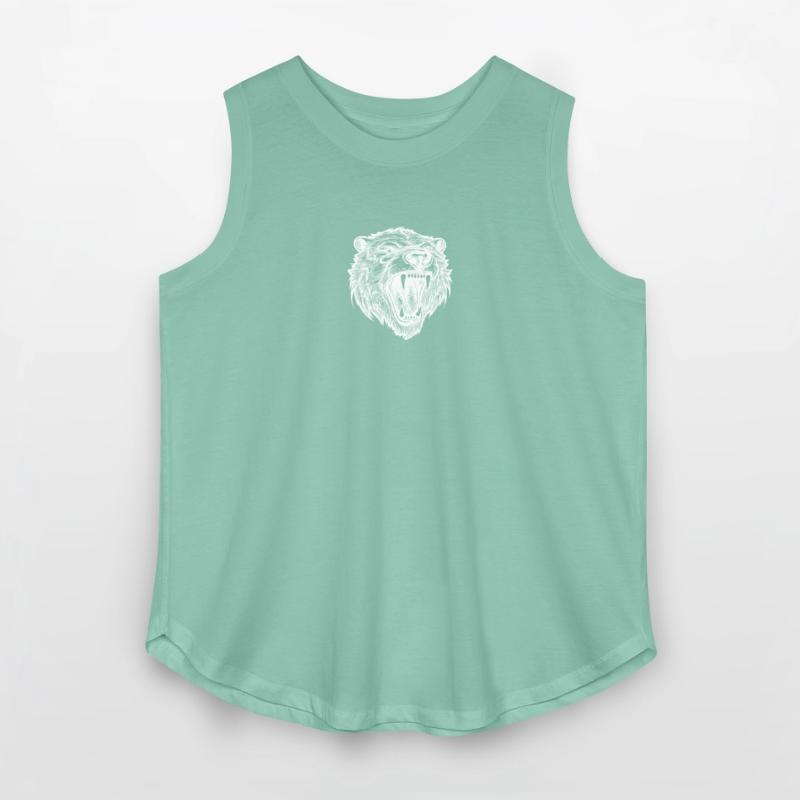 Tattoo Style Bear Head With Sharp Teeth