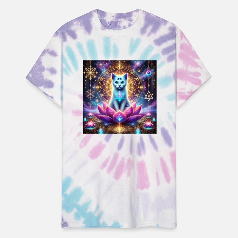 Third Eye Cosmic Cat with Lotus and Galaxy Light