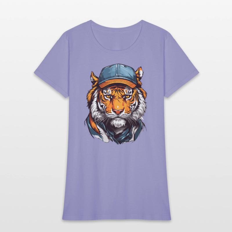 Tiger head wearing trucker hat cap