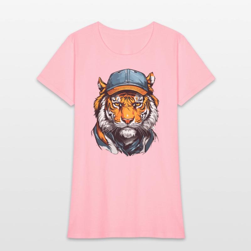 Tiger head wearing trucker hat cap