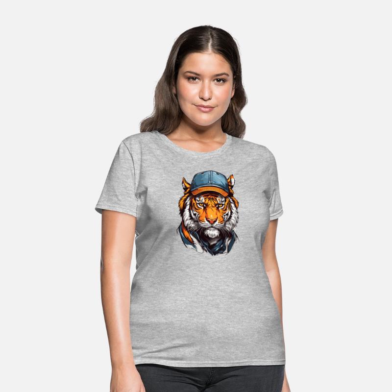 Tiger head wearing trucker hat cap