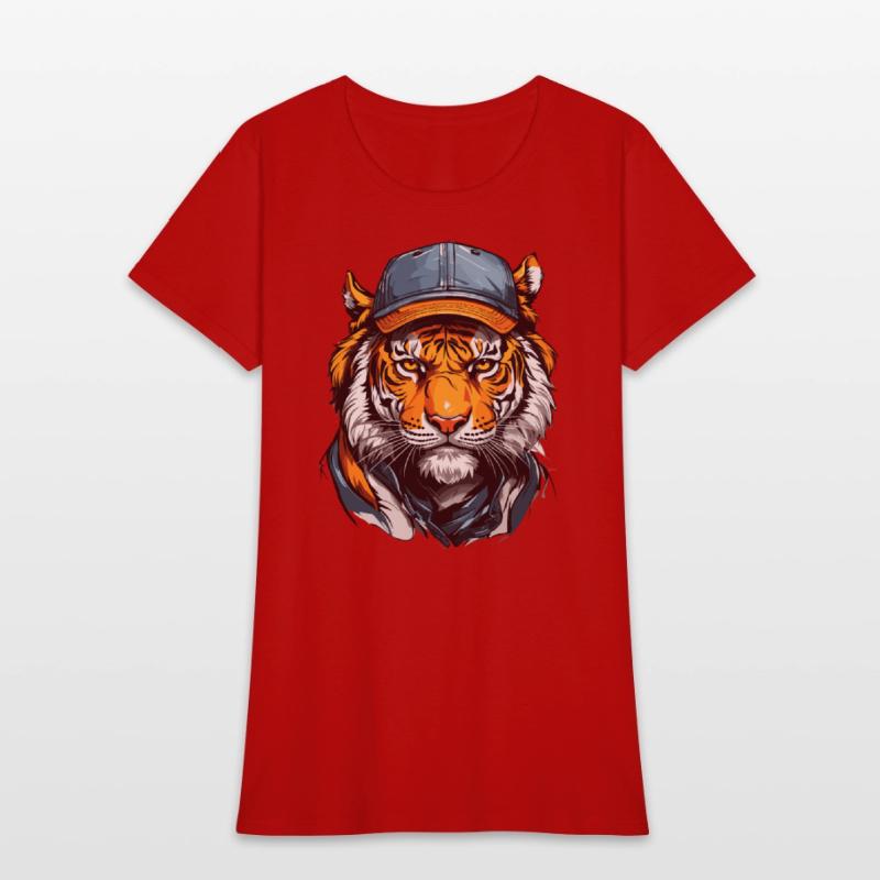 Tiger head wearing trucker hat cap