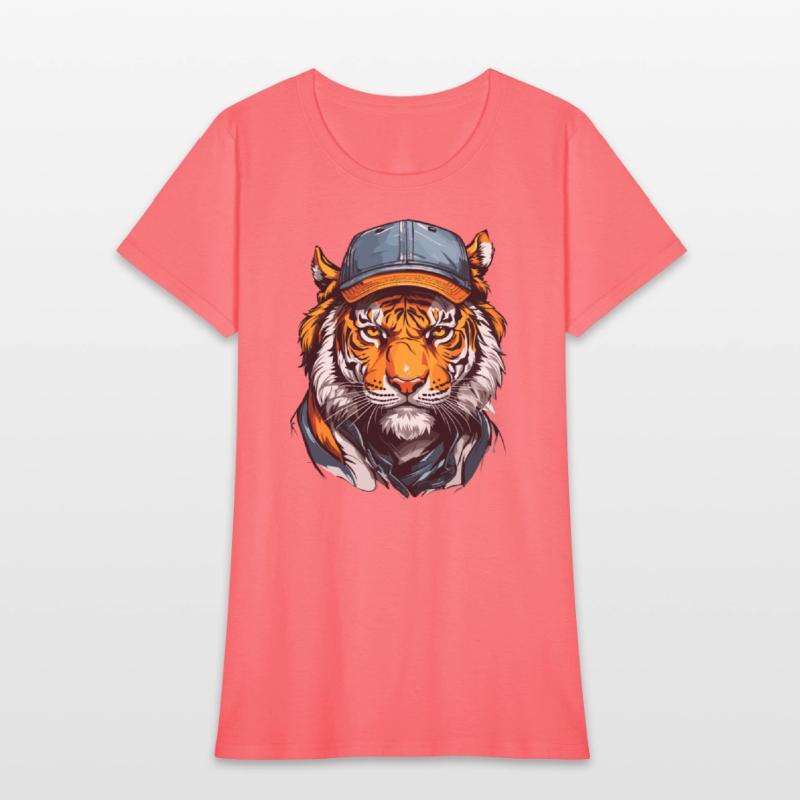 Tiger head wearing trucker hat cap