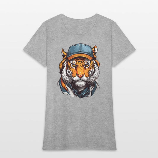 Tiger head wearing trucker hat cap