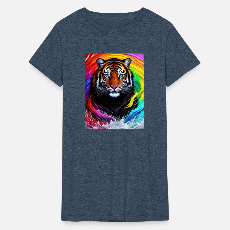 Tiger with rainbow splashes of colors
