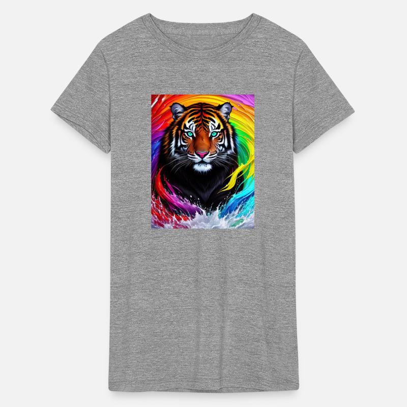 Tiger with rainbow splashes of colors