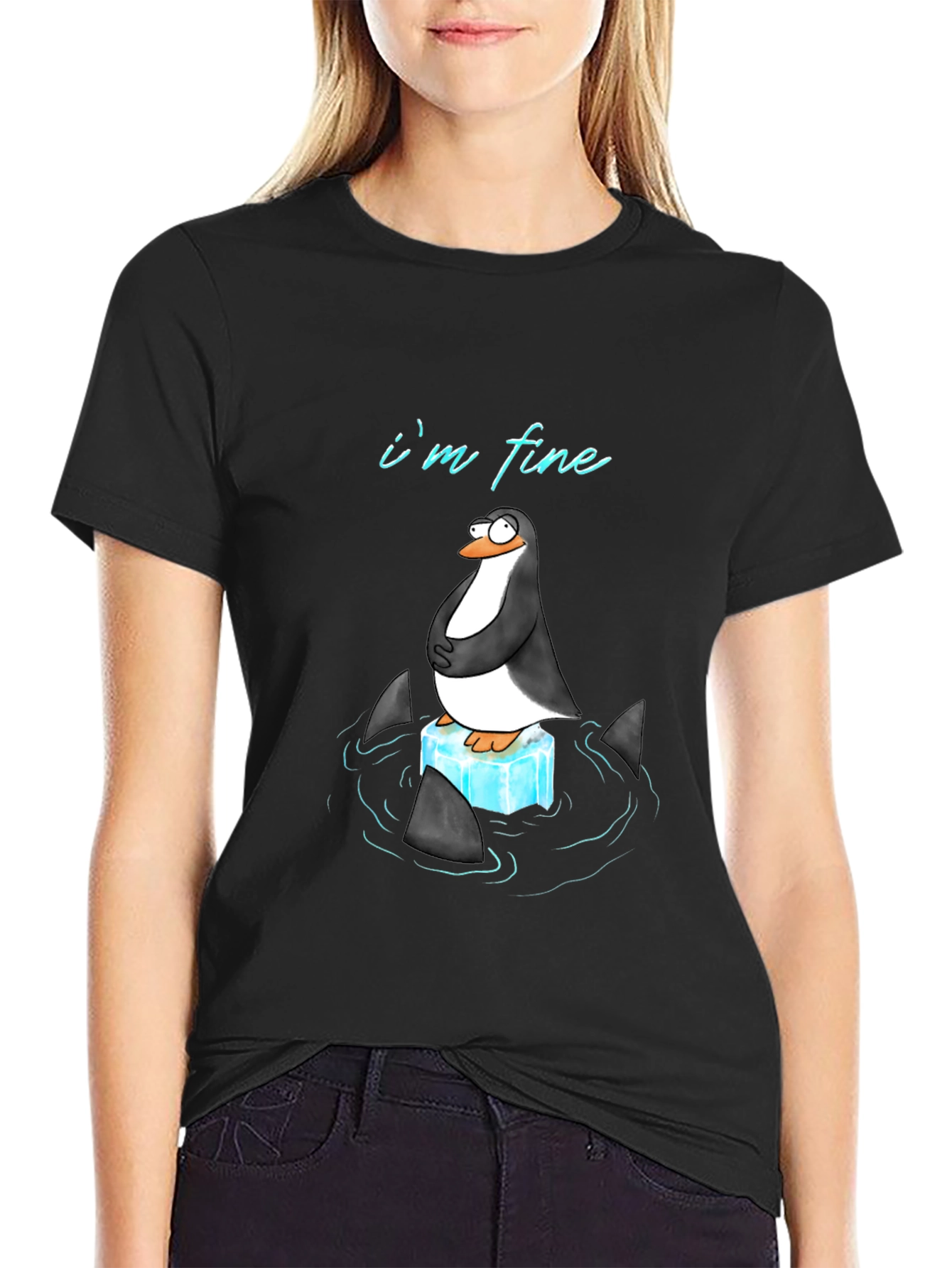 Penguin Im Fine Graphic Tee - Black