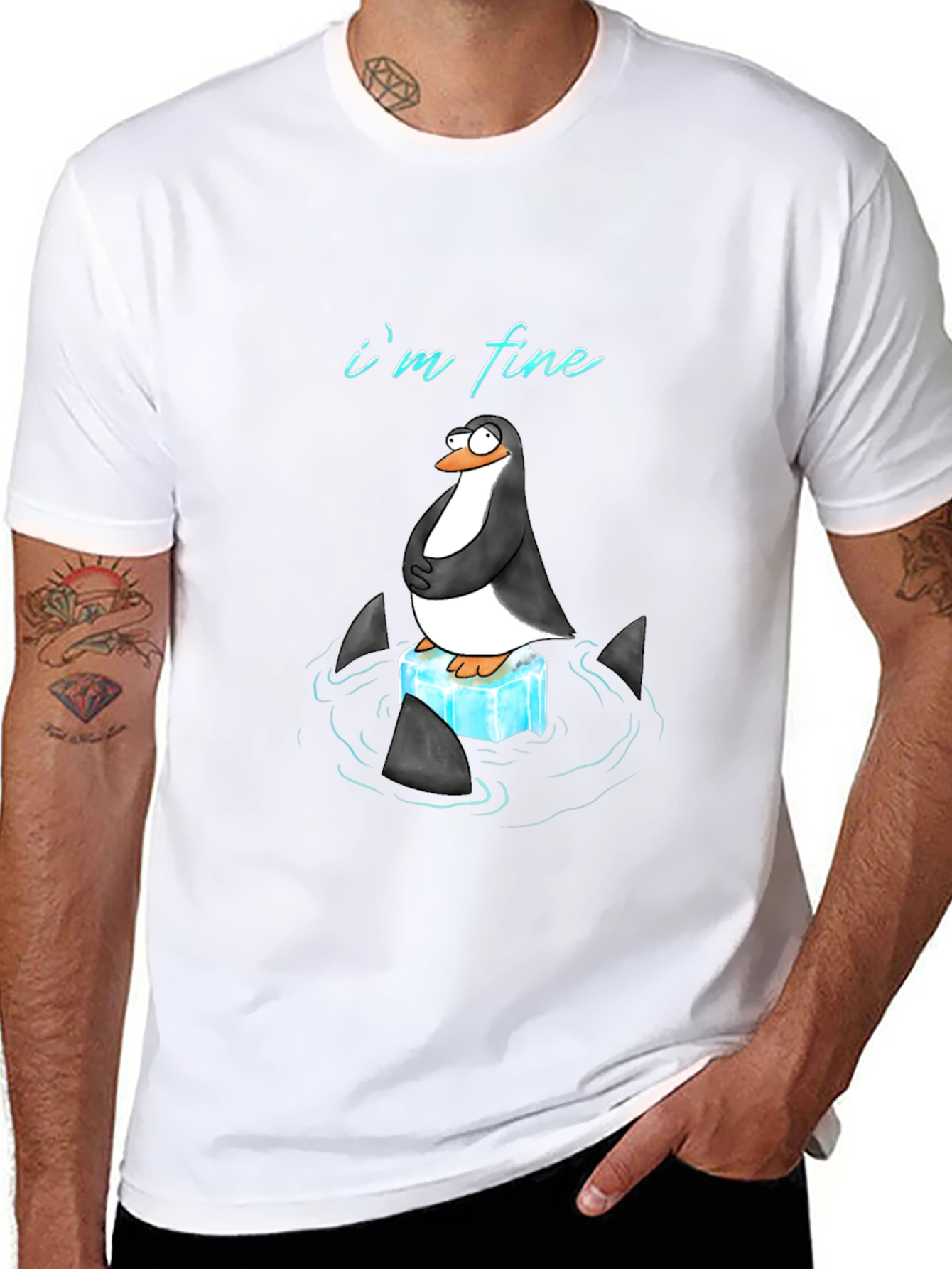 Penguin Im Fine Graphic Tee - Black
