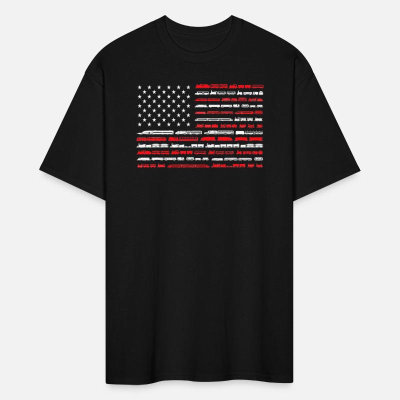 Train Railroad American Flag Locomotive