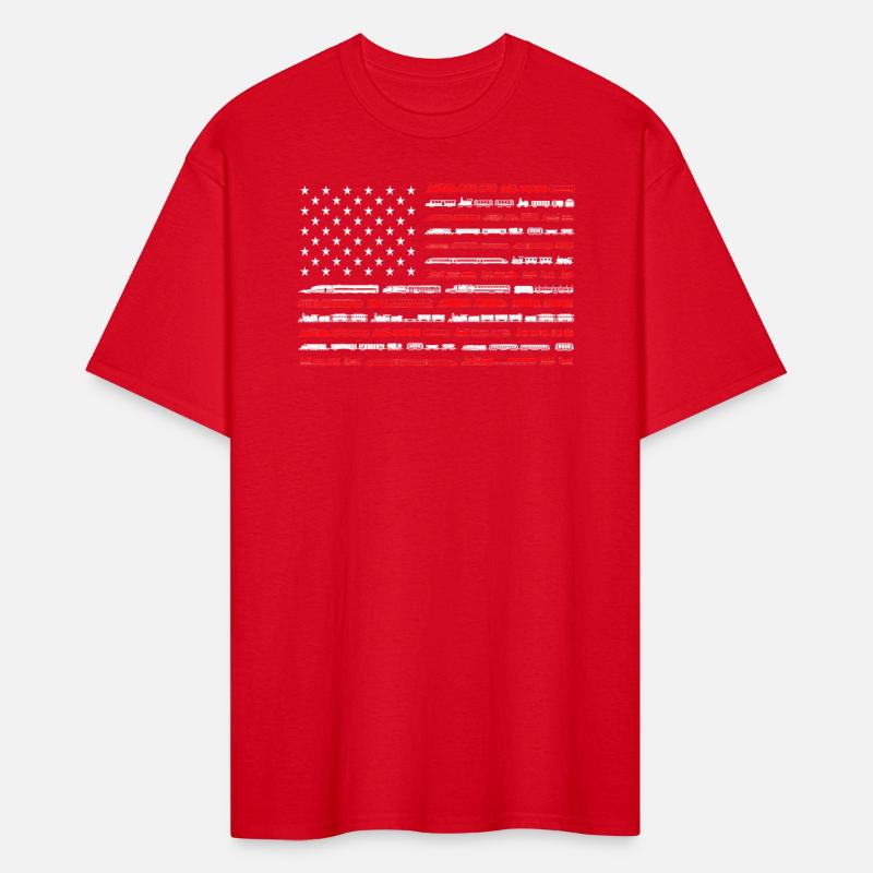 Train Railroad American Flag Locomotive