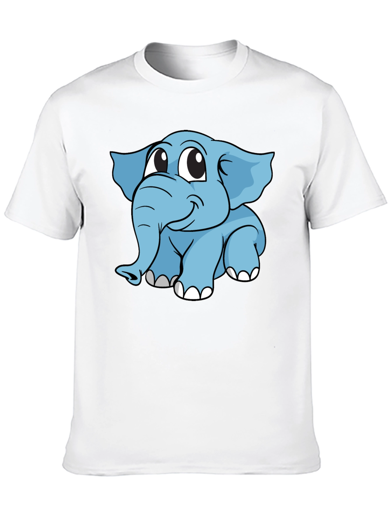 Cute Elephant Graphic T-Shirt - Black Cotton Blend