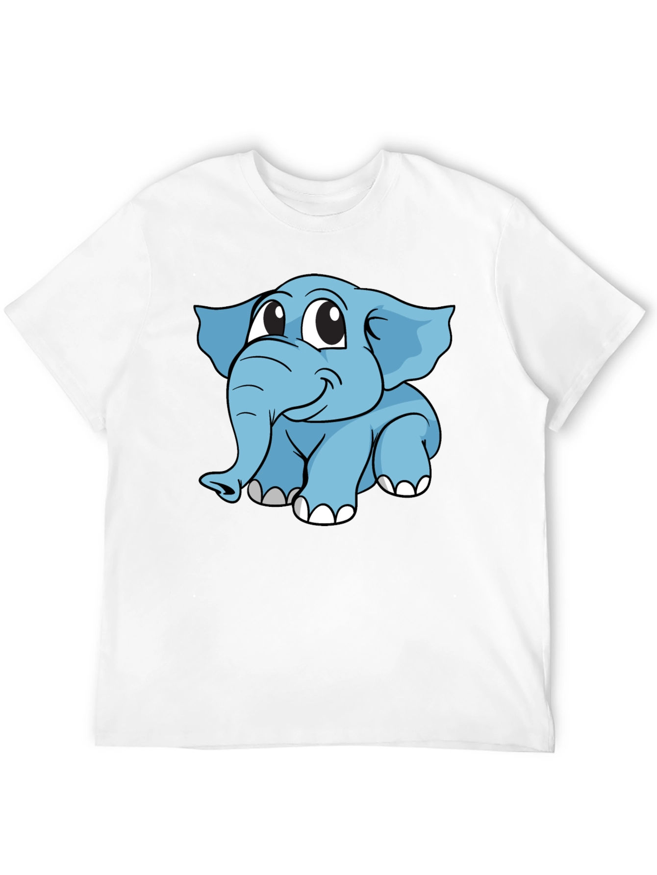Cute Elephant Graphic T-Shirt - Black Cotton Blend