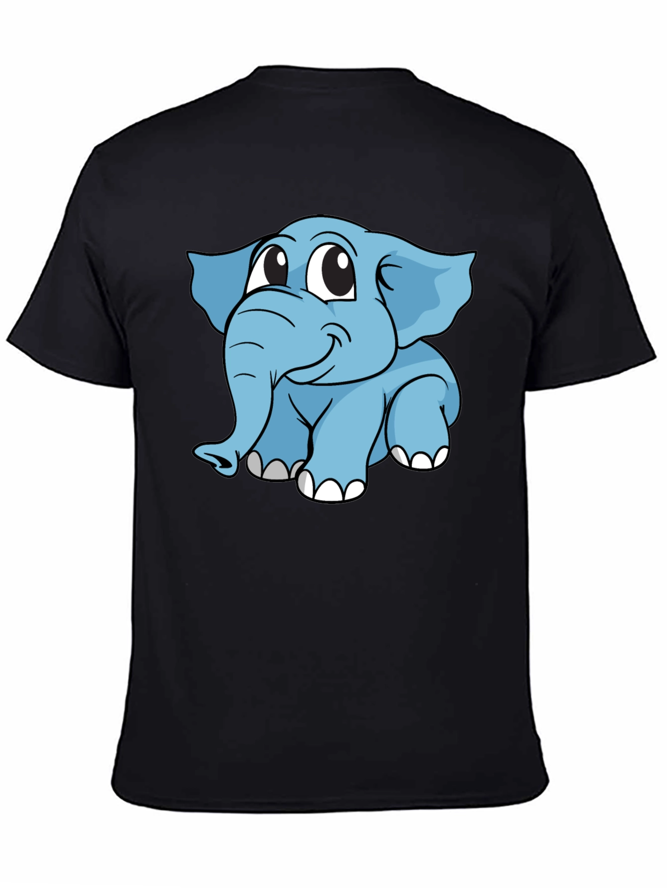 Cute Elephant Graphic T-Shirt - Black Cotton Blend