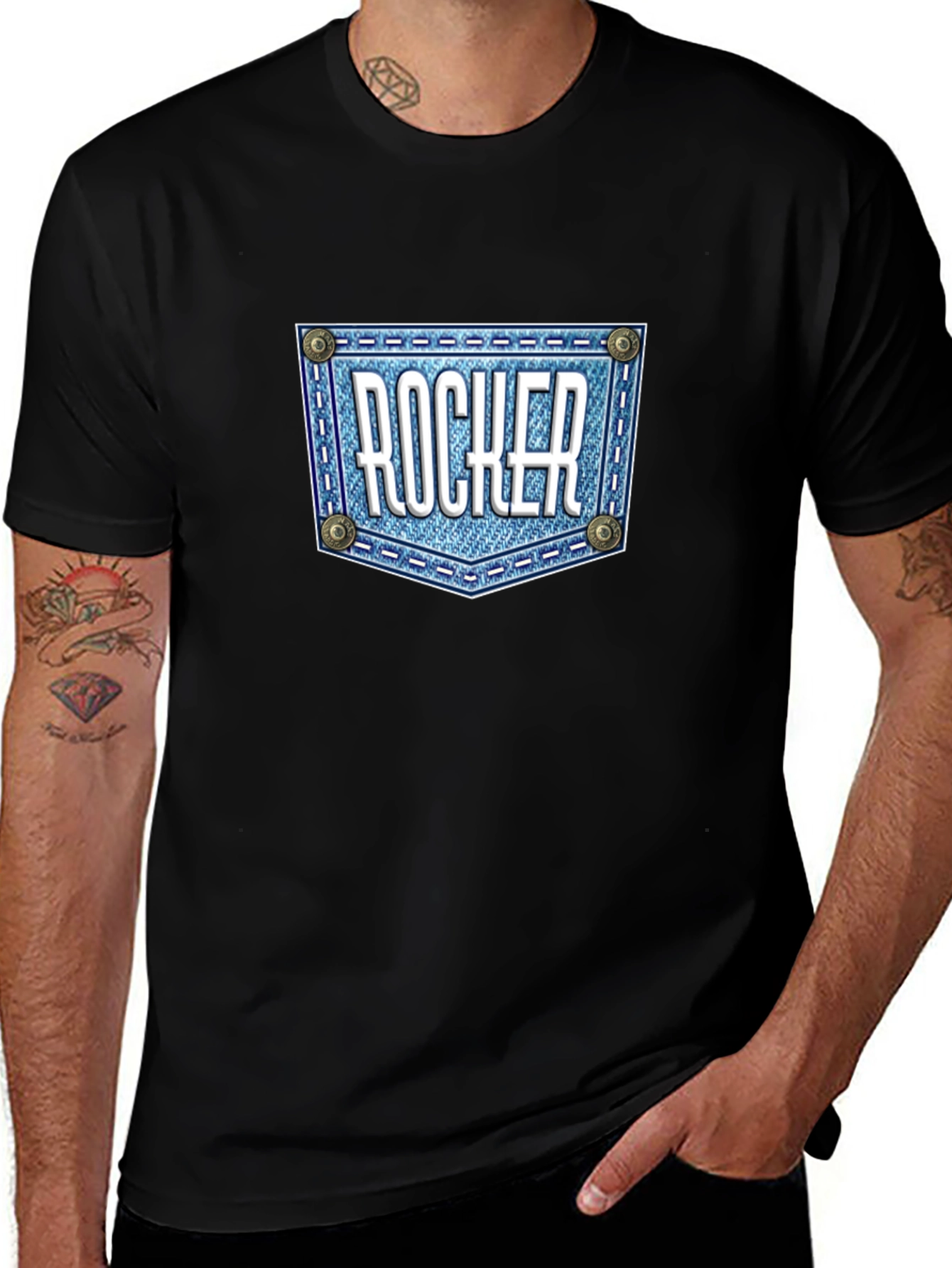 Rocker Denim Pocket Graphic T-Shirt