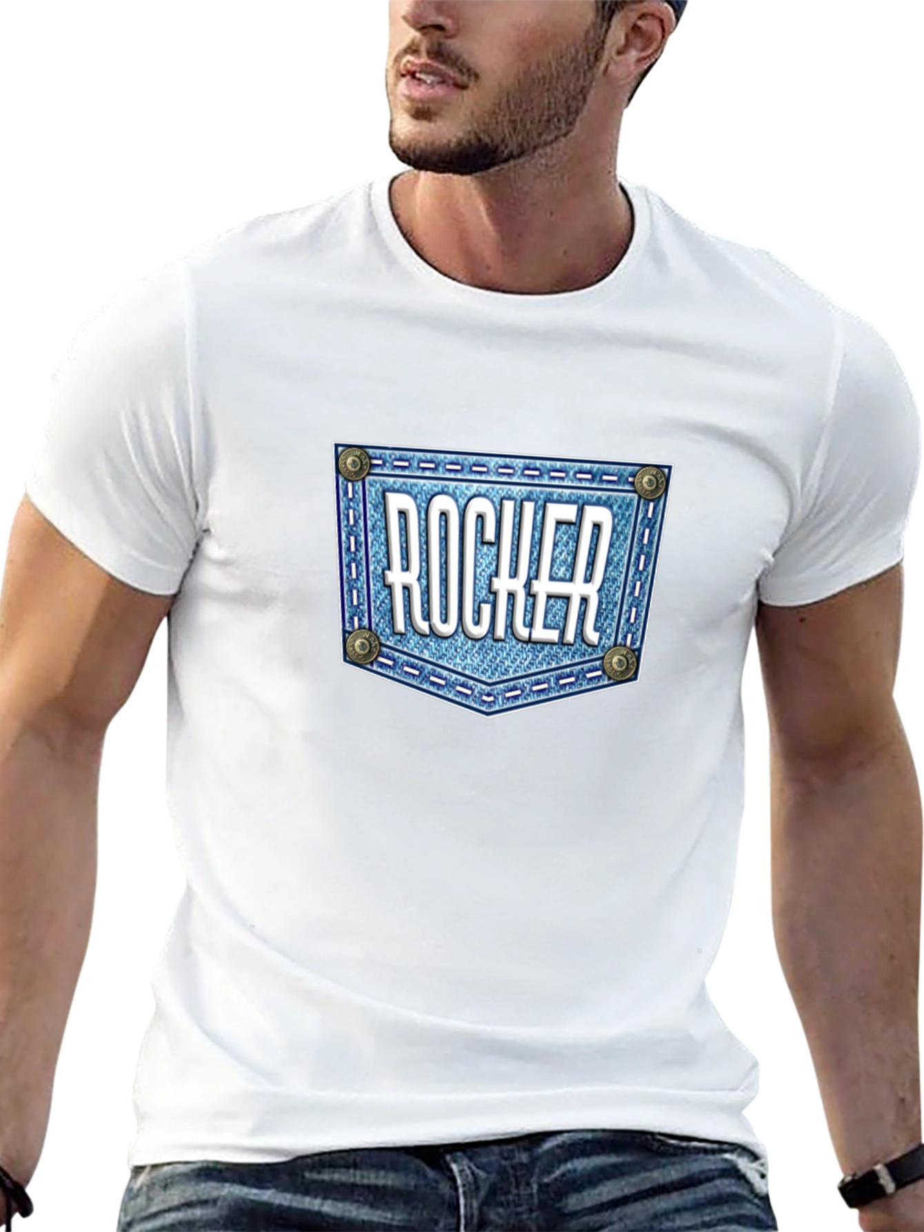 Rocker Denim Pocket Graphic T-Shirt