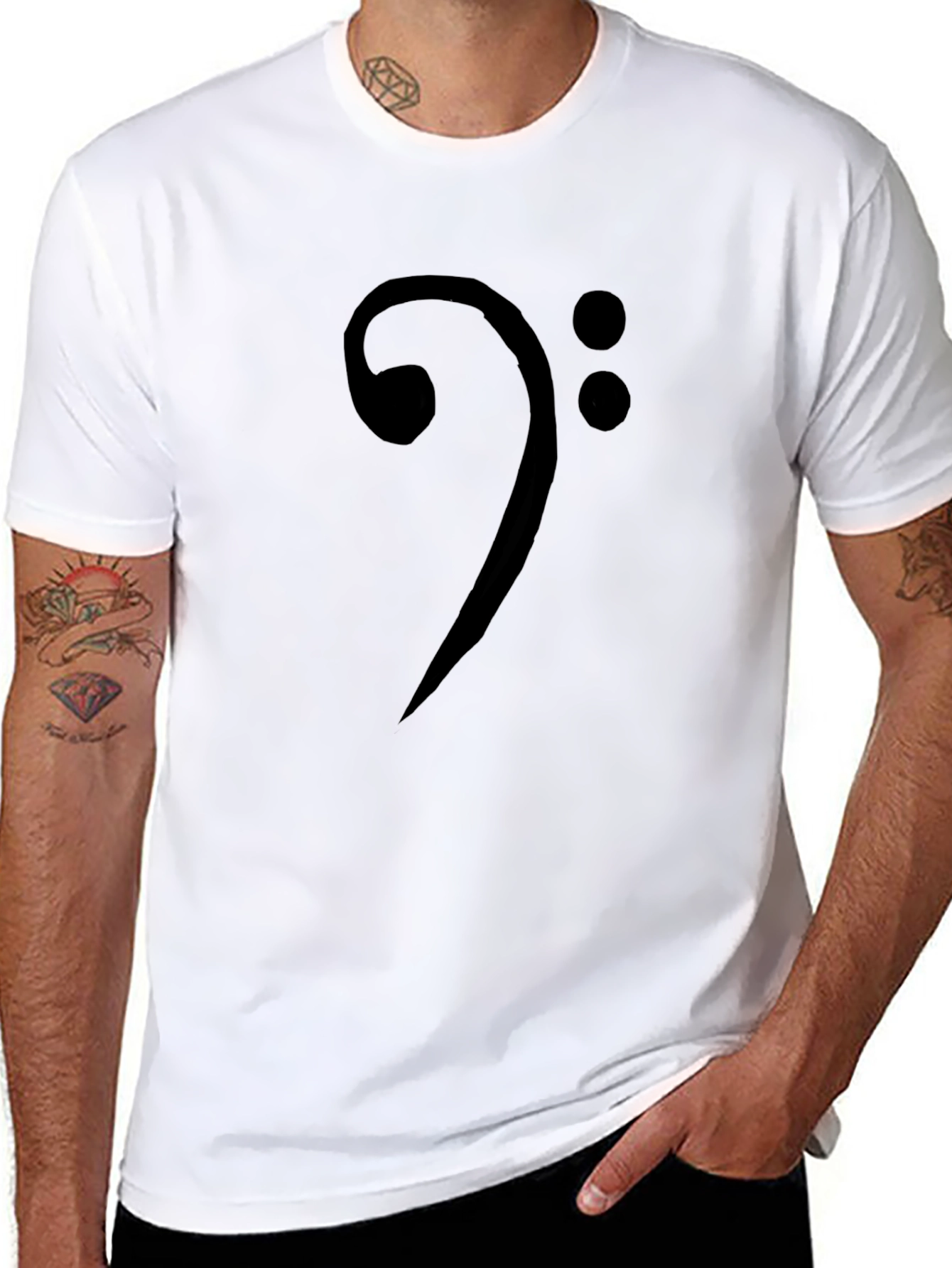 Bass Clef Black Graphic T-Shirt