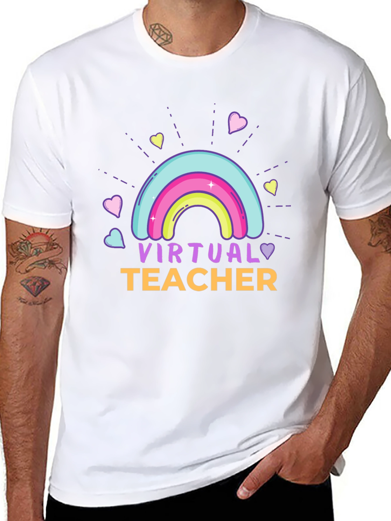 Virtual Teacher Rainbow Graphic T-Shirt