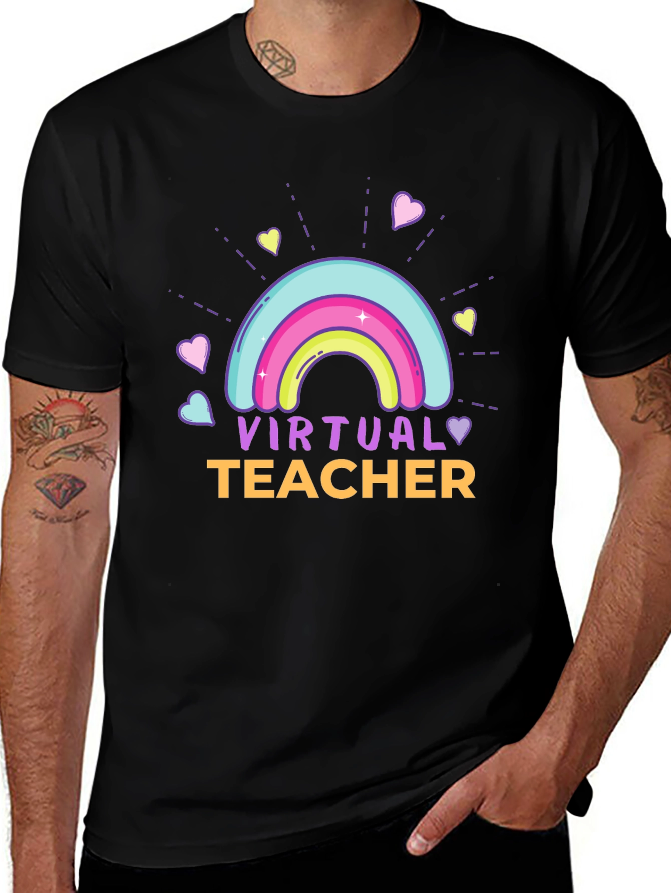 Virtual Teacher Rainbow Graphic T-Shirt