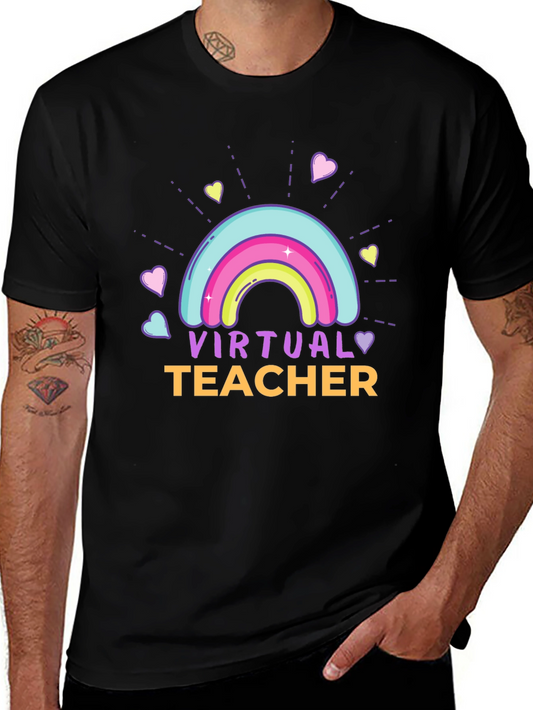Virtual Teacher Rainbow Graphic T-Shirt