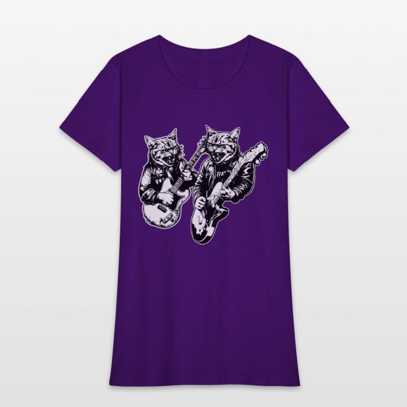 Two Cat Plays Guitar Instruments Rock Cute