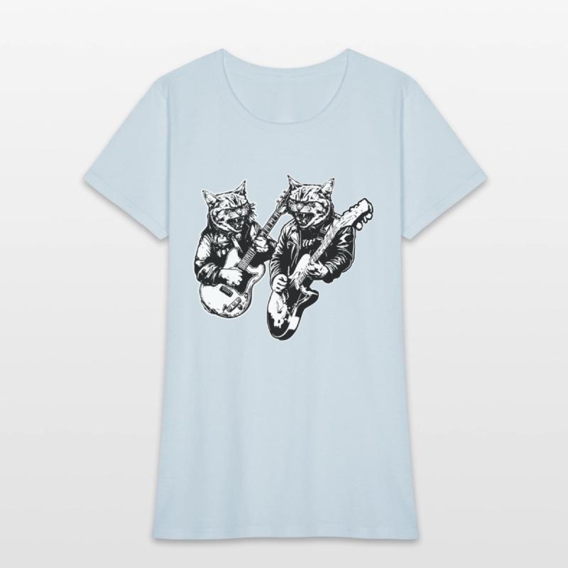 Two Cat Plays Guitar Instruments Rock Cute